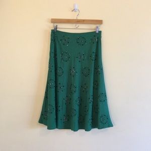 Floral Beaded Flared Skirt